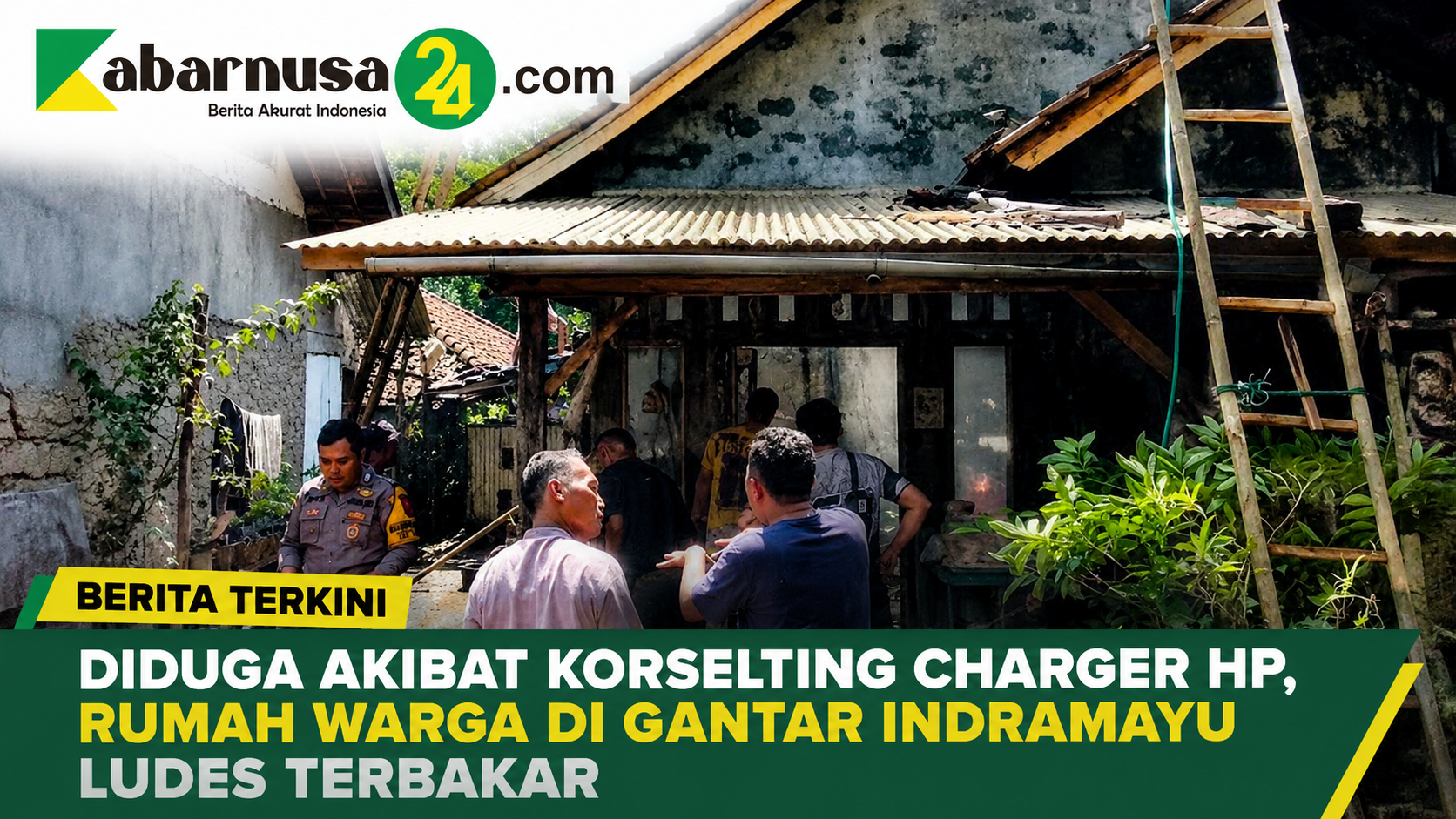 Diduga Akibat Korsleting Charger HP, Rumah Warga di Gantar Indramayu Ludes Terbakar