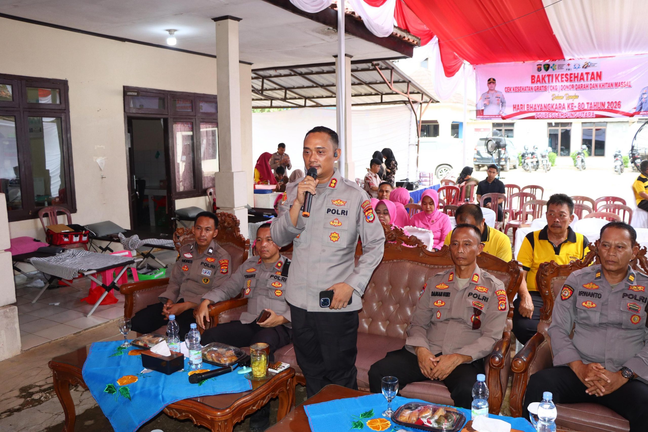 Hari Bhayangkara Ke-80, Polres Lampung Utara Gelar Bhakti Kesehatan Dan Ikuti Zoom Meting Bersama Kapolri