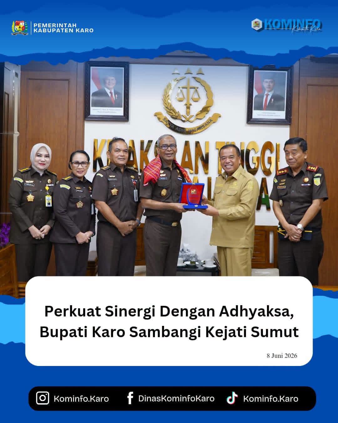 Perkuat Sinergi Dengan Adhyaksa Bupati Karo Sambangi Kejati Sumut