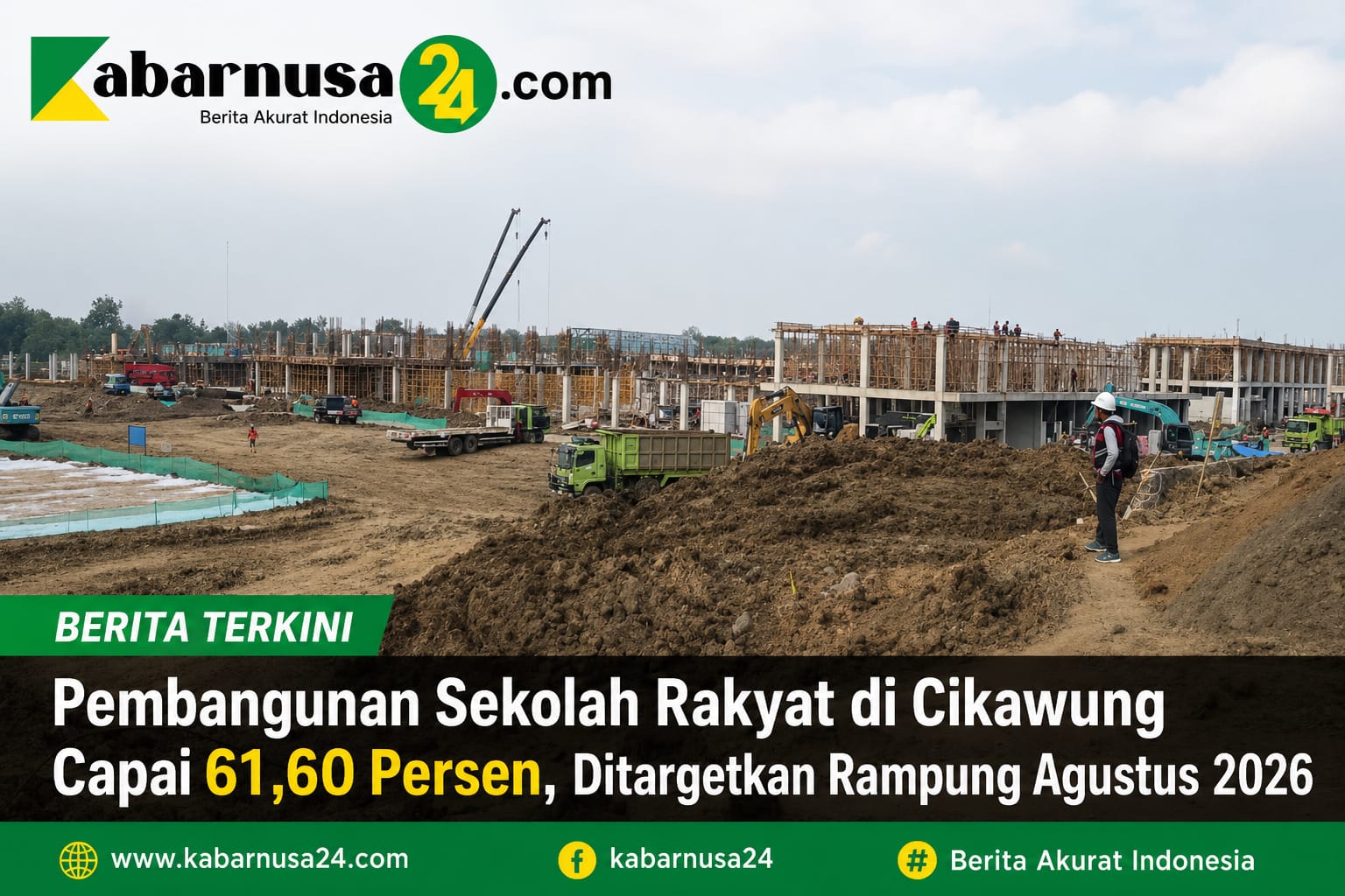 Pembangunan Sekolah Rakyat di Cikawung Capai 61,60 Persen, Ditargetkan Rampung Agustus 2026