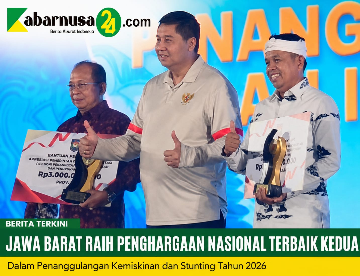 Jawa Barat Raih Penghargaan Nasional Terbaik Kedua dalam Penanggulangan Kemiskinan dan Stunting Tahun 2026