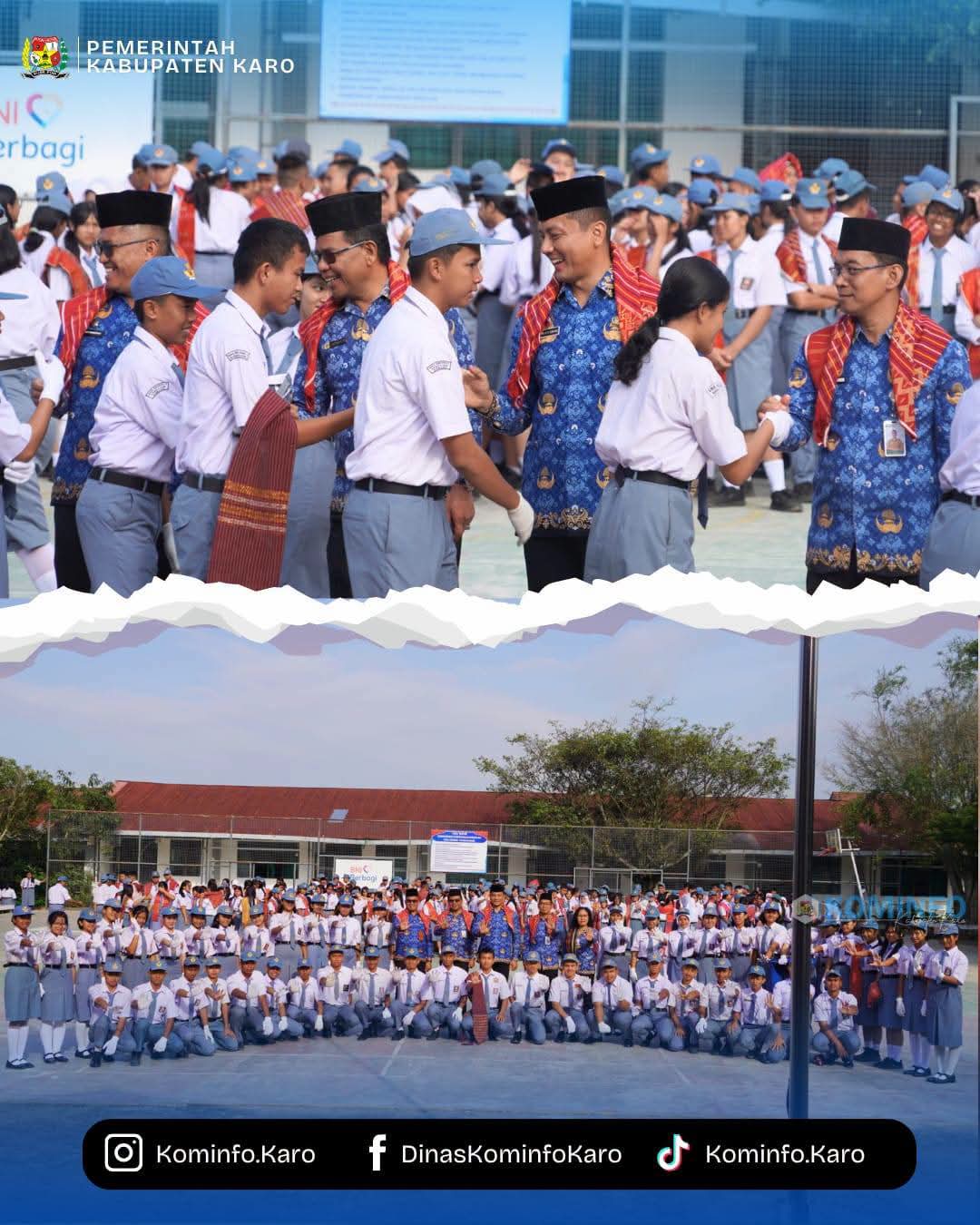 Upacara Hari Lahir Pancasila 2026 di SMAN 1 Kabanjahe Bupati Karo Brigjen Pol. (Purn) Dr. dr. Antonius Ginting, Sp.OG, M.Kes diwakili Sekretaris Daerah Kabupaten Karo Dr. Gelora Kurnia Putra Ginting, S.STP, MM, bertindak sebagai Inspektur Upacara peringatan Hari Lahir Pancasila Tahun 2026 yang digelar di Lapangan SMAN 1 Kabanjahe, (01/06/2026).