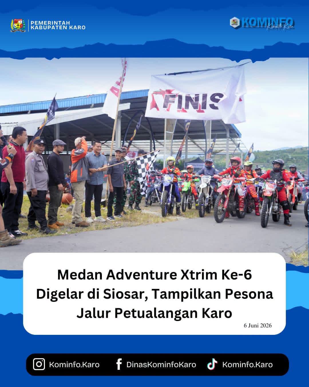 Sekda Kabupaten Karo Lepas Peserta Medan Adventure Xtrim Ke-6 Digelar di Siosar