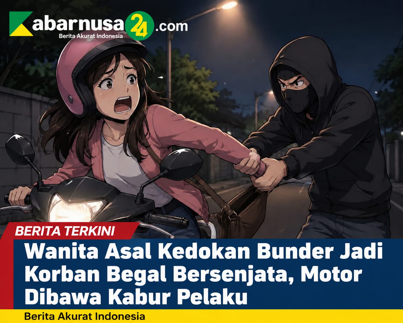 Wanita Asal Kedokan Bunder Jadi Korban Begal Bersenjata, Motor Dibawa Kabur Pelaku