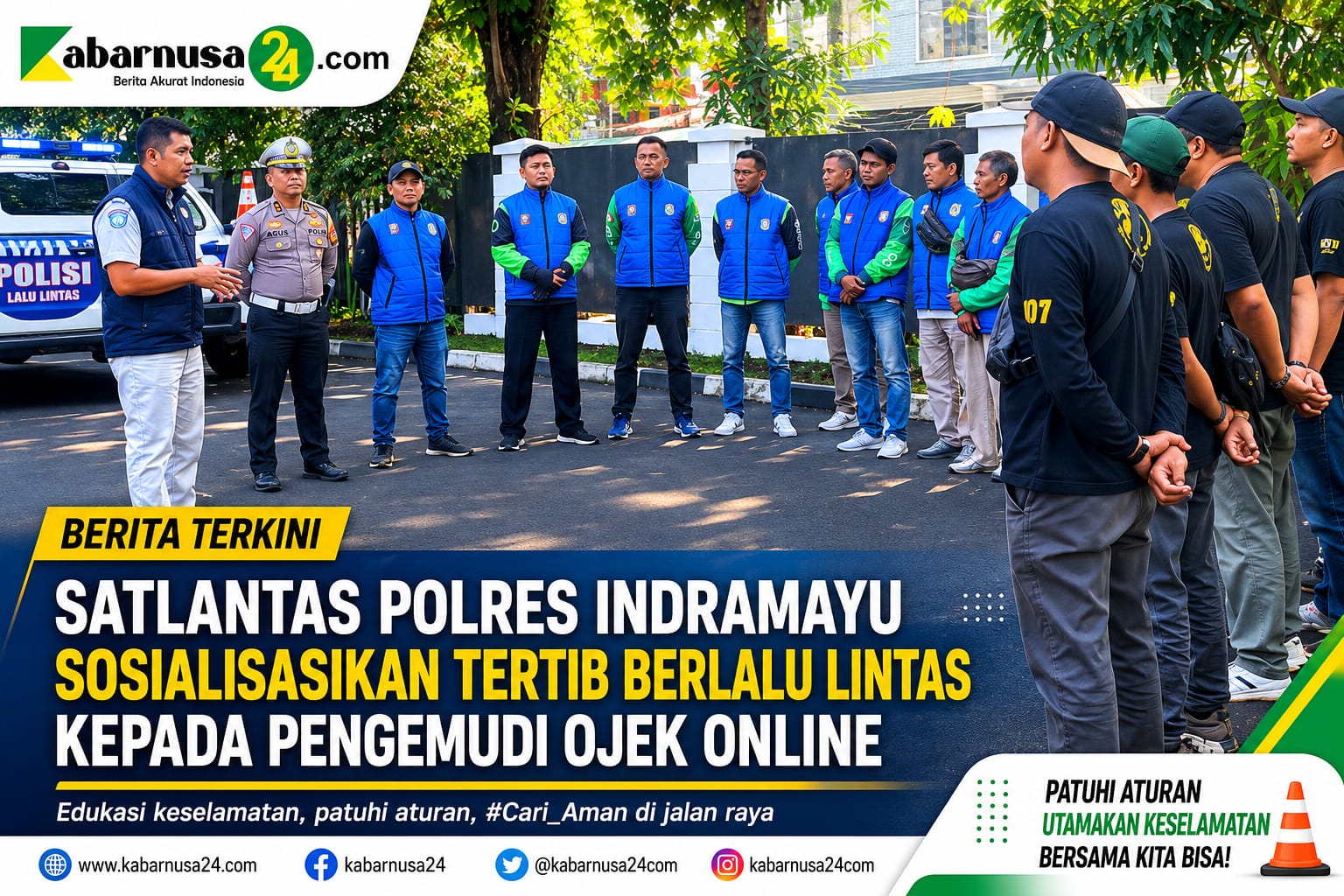 Satlantas Polres Indramayu Sosialisasikan Tertib Berlalu Lintas kepada Pengemudi Ojek Online