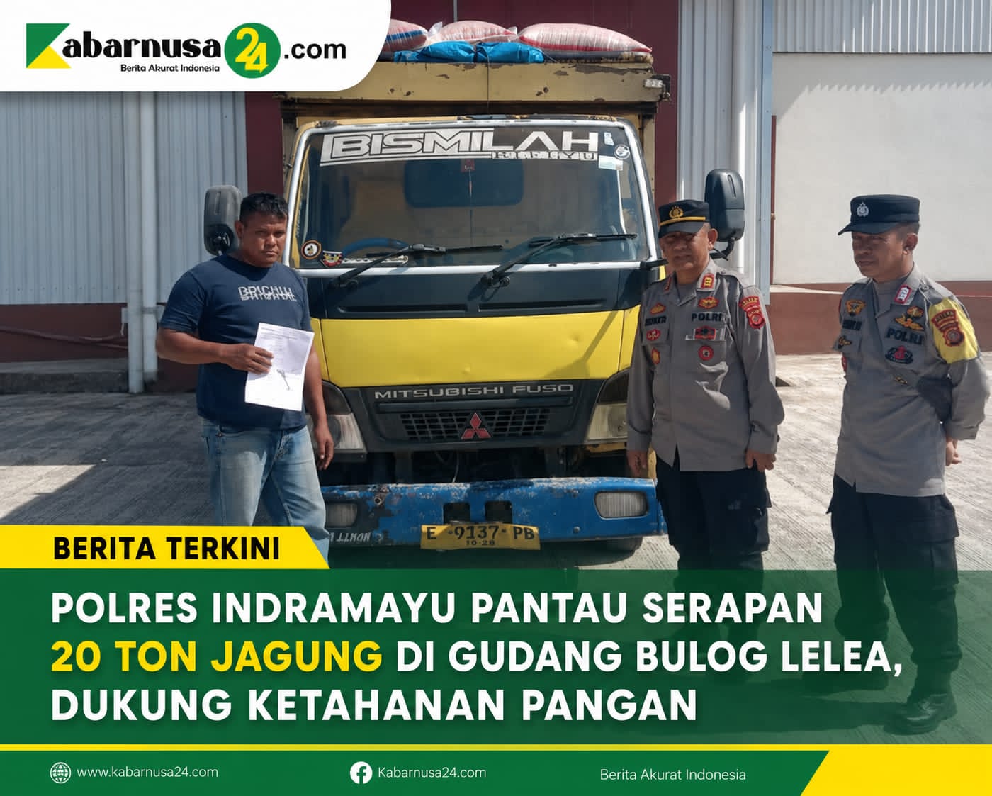 Polres Indramayu Pantau Serapan 20 Ton Jagung di Gudang Bulog Lelea, Dukung Ketahanan Pangan
