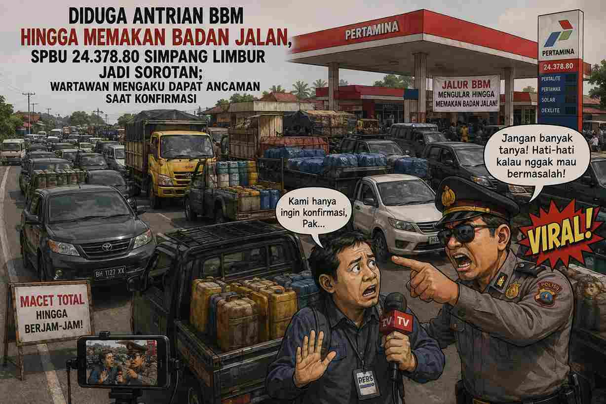Diduga Antrian BBM hingga Memakan Badan Jalan, SPBU 24.373.80 Simpang Limbur Jadi Sorotan; Wartawan Mengaku Dapat Ancaman Saat Konfirmasi