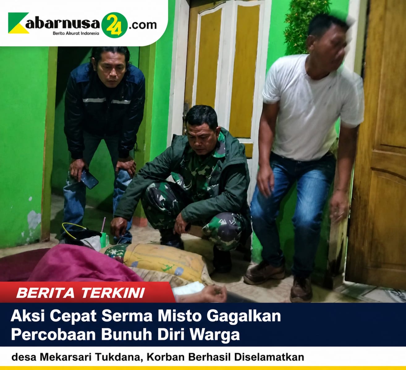 Aksi Cepat Serma Misto Gagalkan Percobaan Bunuh Diri Warga desa Mekarsari Tukdana, Korban Berhasil Diselamatkan