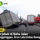 Kontainer Terjebak di Bahu Jalan Pantura Cadangpinggan, Arus Lalu Lintas Sempat Melambat