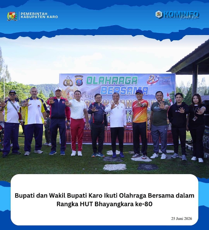Bupati dan Wakil Bupati Karo Ikuti Olahraga Bersama dalam Rangka HUT Bhayangkara ke-80