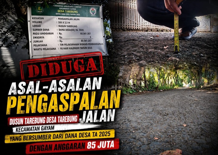 Diduga Asal Jadi, Proyek Aspal Dana Desa Rp85 Juta di Desa Tarebung Tuai Sorotan Warga