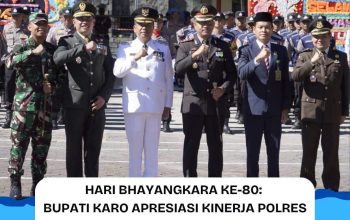 Bupati Karo Apresiasi Kinerja Polres Karo Dan Serahkan Penghargaan Bagi Personel Berprestasi Di Hari Bhayangkara Ke-80