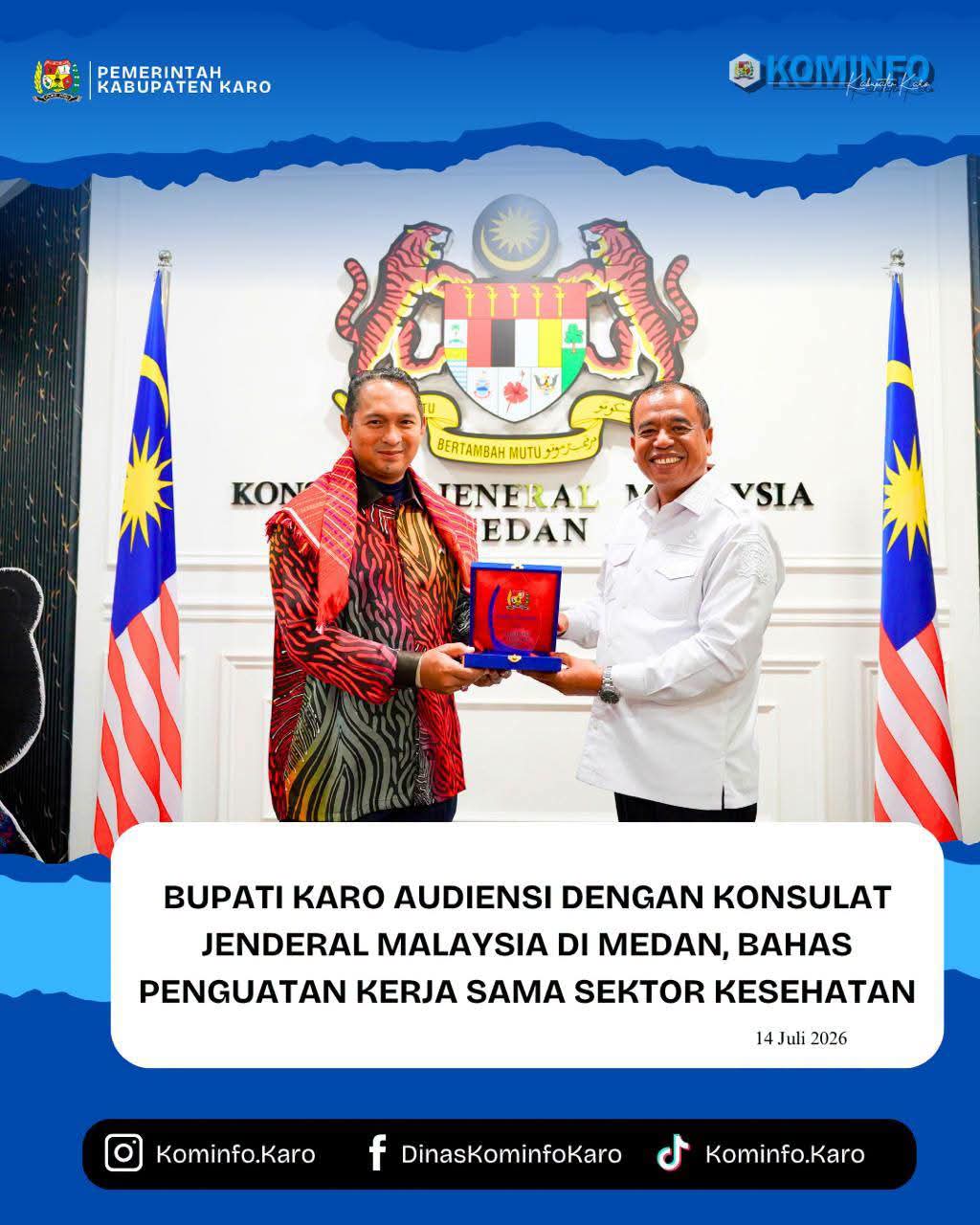 Bupati Karo Audiensi Dengan Konsulat Jenderal Malaysia Di Medan