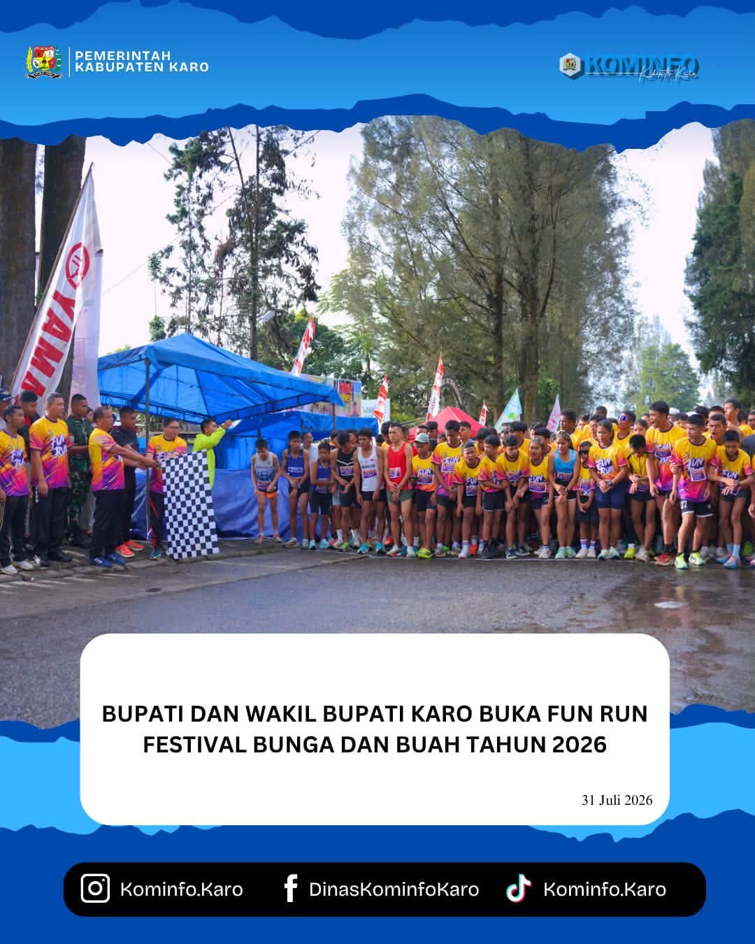 Bupati dan Wakil Bupati Karo Buka Fun Run Festival Bunga dan Buah Tahun 2026