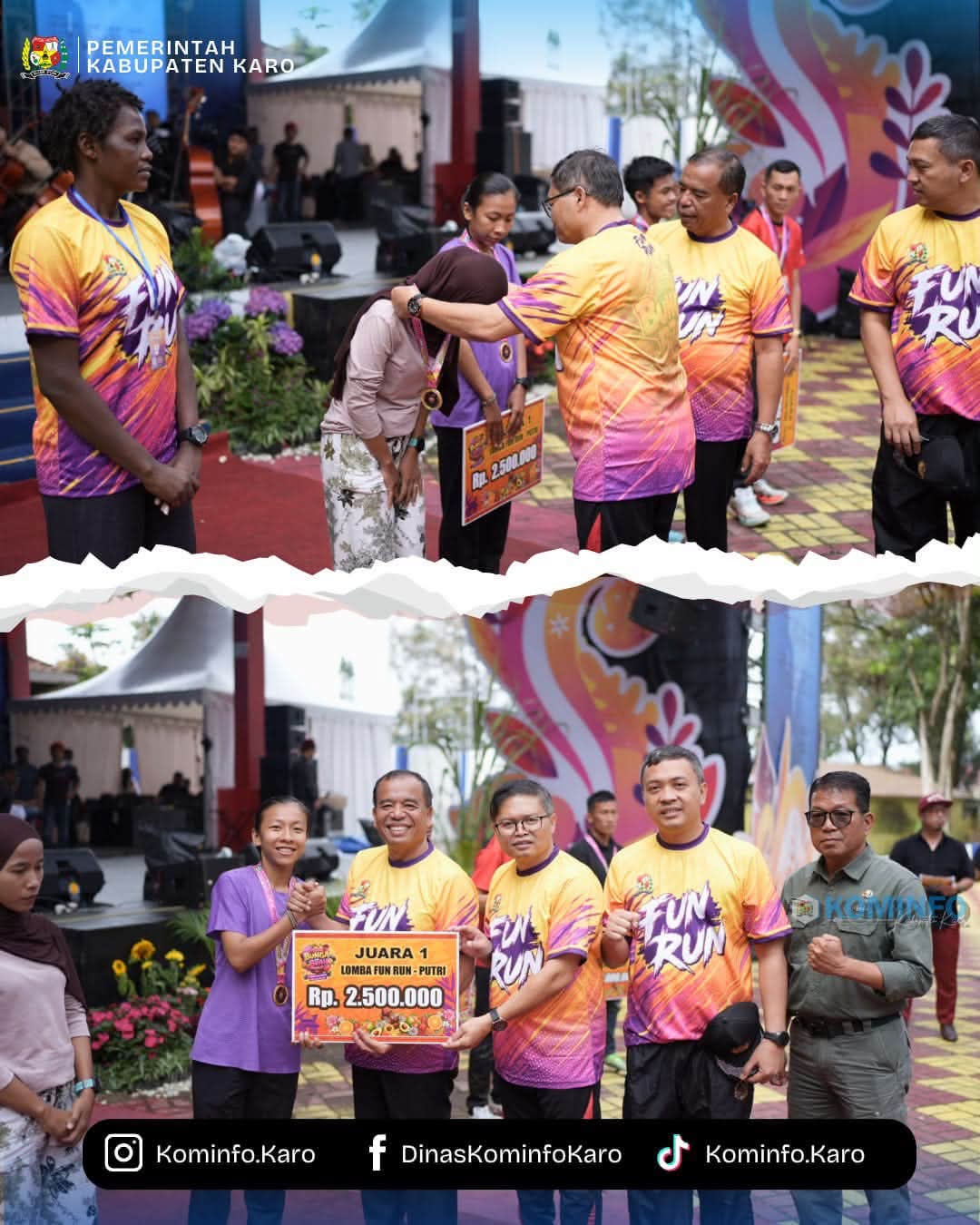 Bupati dan Wakil Bupati Karo Serahkan Penghargaan kepada Juara Fun Run Festival Bunga dan Buah Karo Tahun 2026
