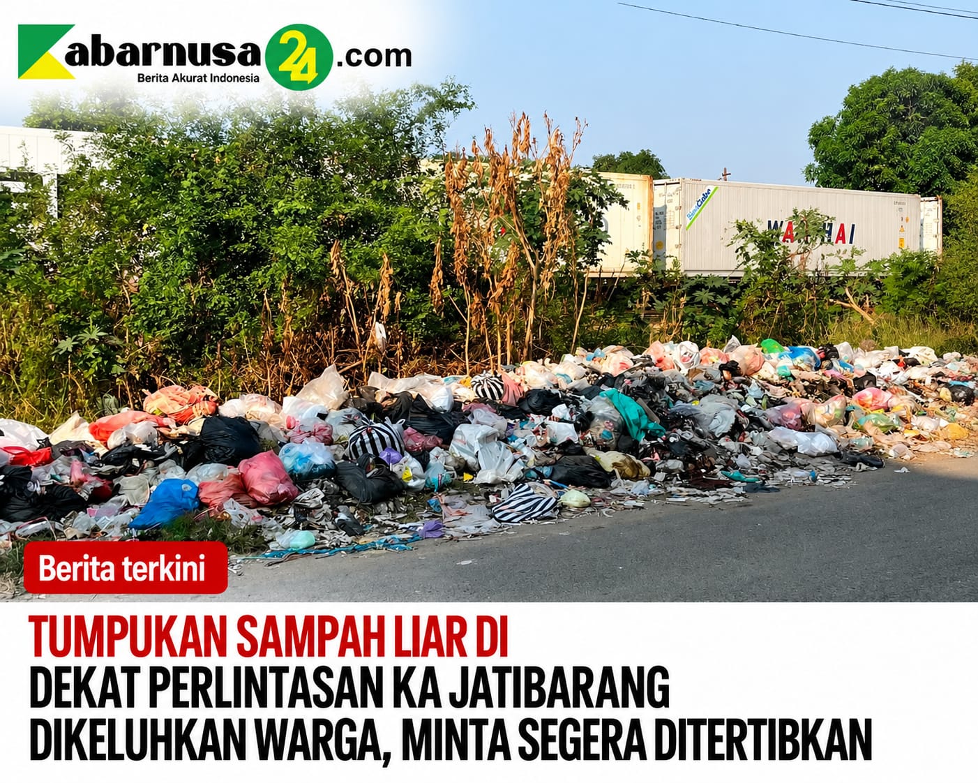 Tumpukan Sampah Liar di Dekat Perlintasan KA Jatibarang Dikeluhkan Warga, Minta Segera Ditertibkan