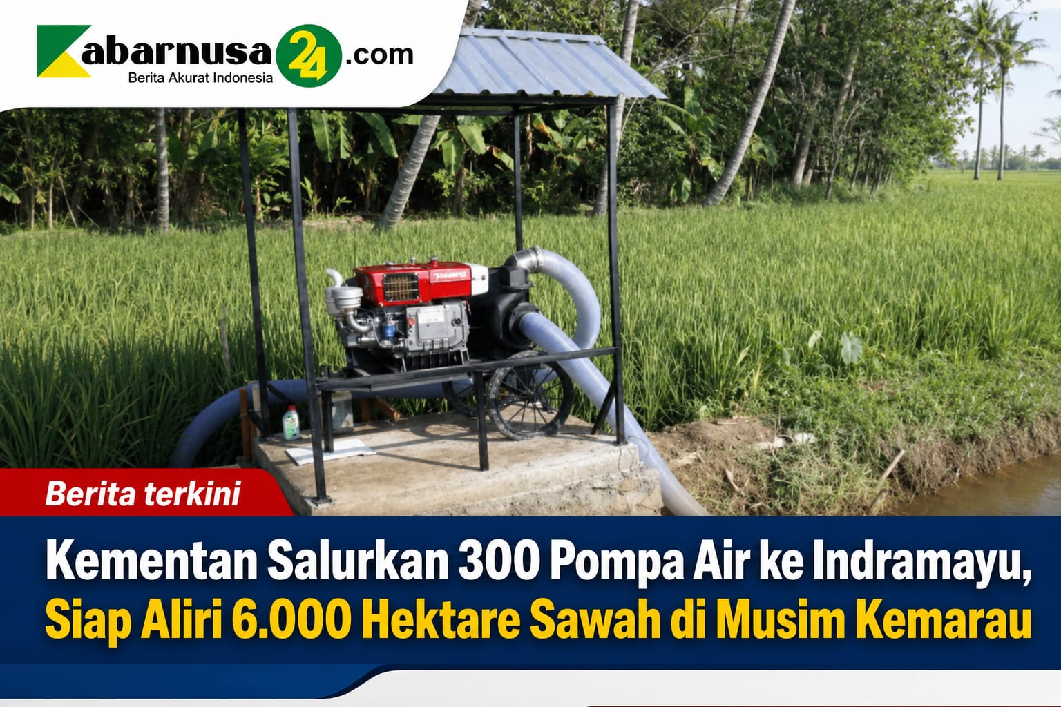 Kementan Salurkan 300 Pompa Air ke Indramayu, Siap Aliri 6.000 Hektare Sawah di Musim Kemarau