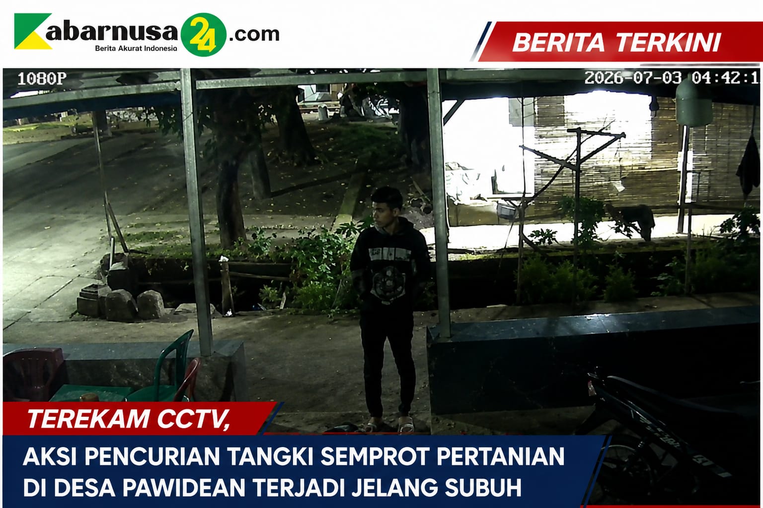 Terekam CCTV, Aksi Pencurian Tangki Semprot Pertanian di Desa Pawidean Terjadi Jelang Subuh