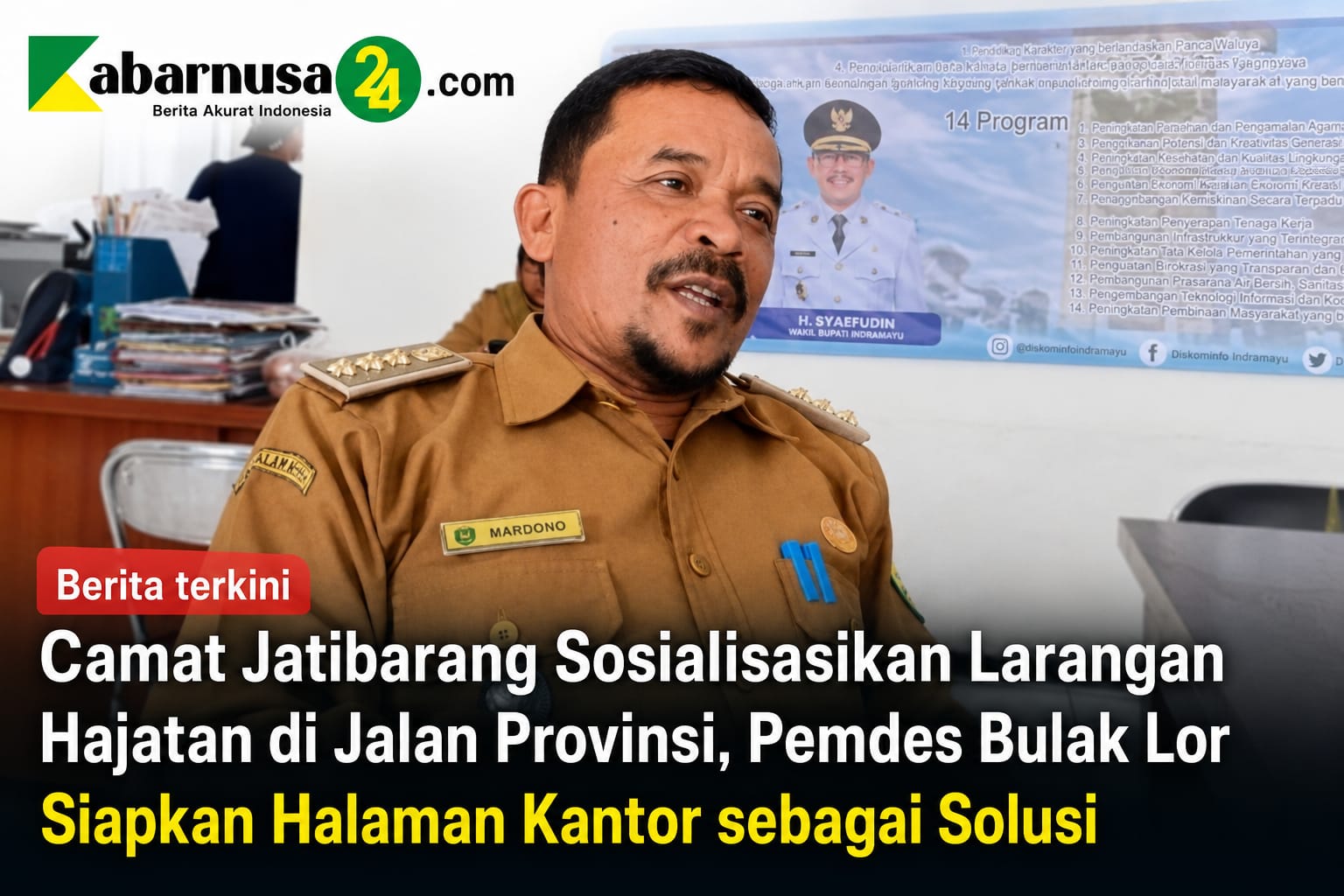 Camat Jatibarang Sosialisasikan Larangan Hajatan di Jalan Provinsi, Pemdes Bulak Lor Siapkan Halaman Kantor sebagai Solusi