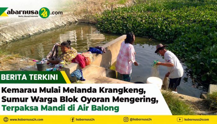 Kemarau Mulai Melanda Krangkeng, Sumur Warga Blok Oyoran Mengering, Terpaksa Mandi di Air Balong