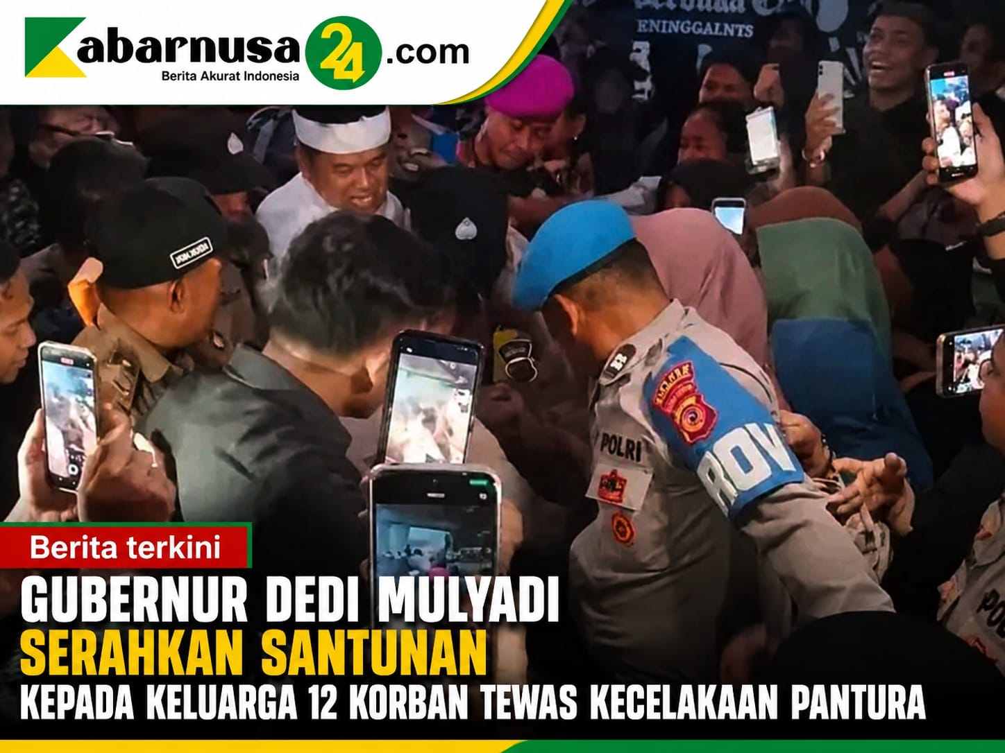 Gubernur Dedi Mulyadi Serahkan Santunan kepada Keluarga 12 Korban Tewas Kecelakaan Pantura