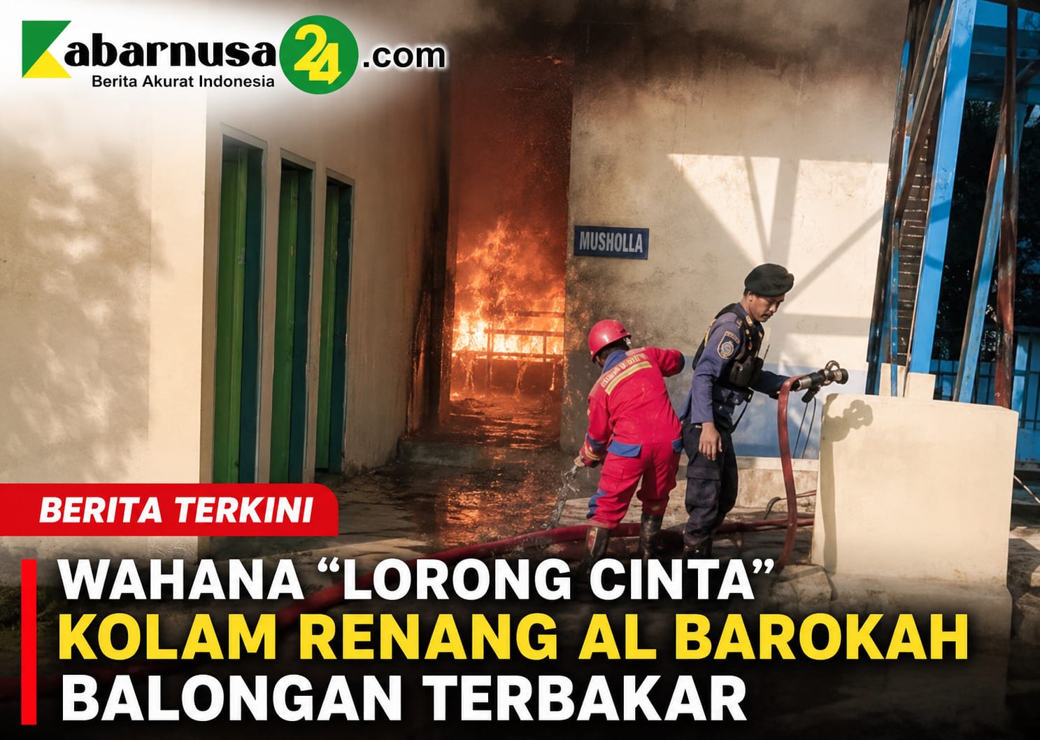Wahana "Lorong Cinta" Kolam Renang Al Barokah Balongan Terbakar