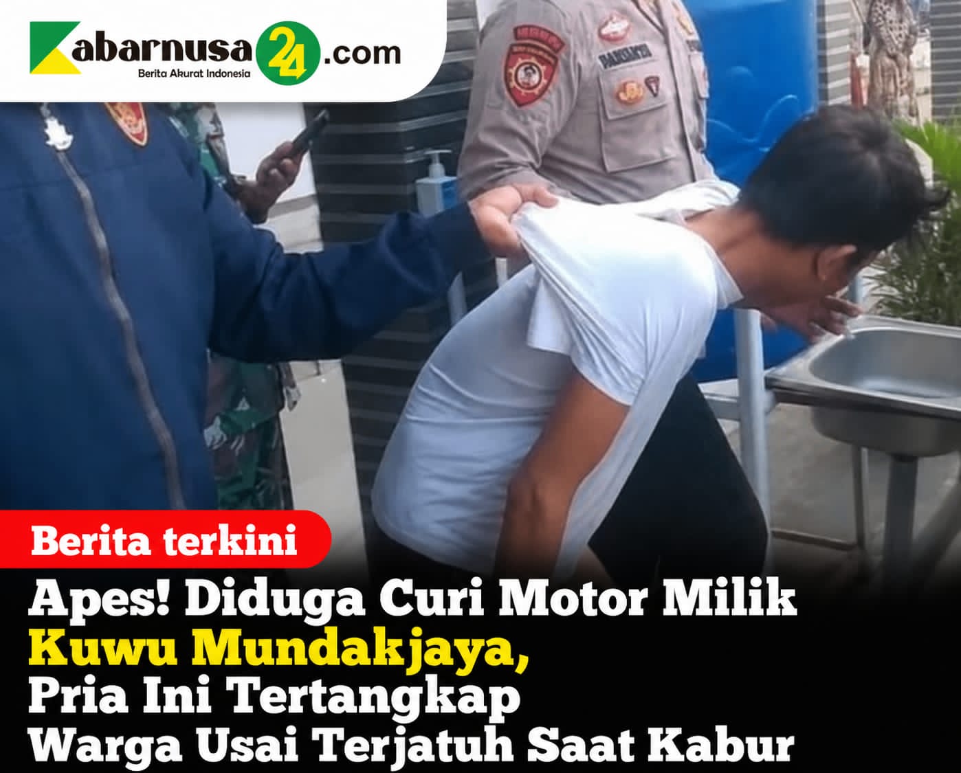 Apes! Diduga Curi Motor Milik Kuwu Mundakjaya, Pria Ini Tertangkap Warga Usai Terjatuh Saat Kabur
