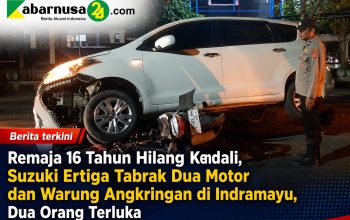 Remaja 16 Tahun Hilang Kendali, Suzuki Ertiga Tabrak Dua Motor dan Warung Angkringan di Indramayu, Dua Orang Terluka