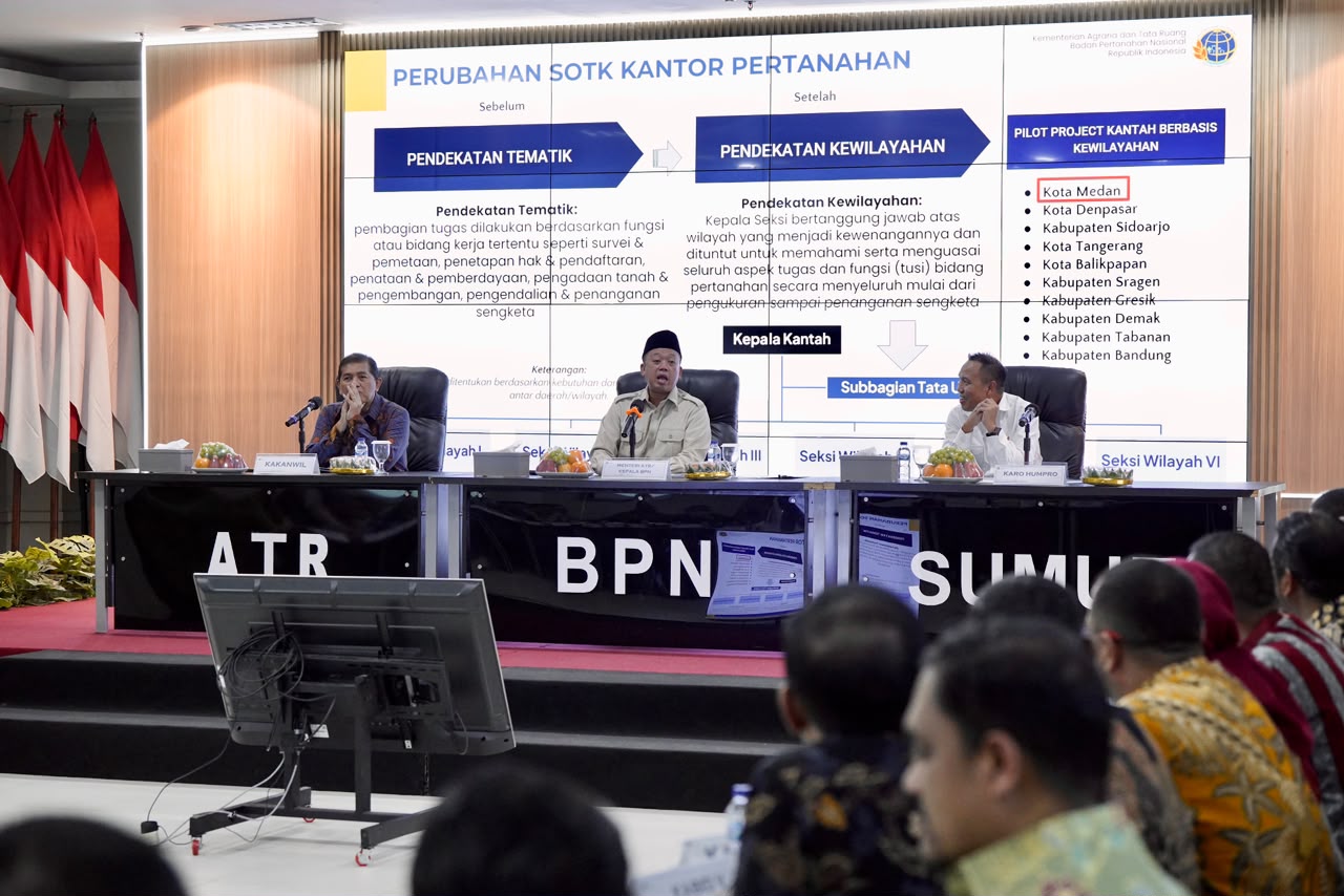 Menteri Nusron Berikan Arahan Jajaran Utamakan Kemudahan Layanan bagi Masyarakat di di Kanwil BPN Provinsi Sumut