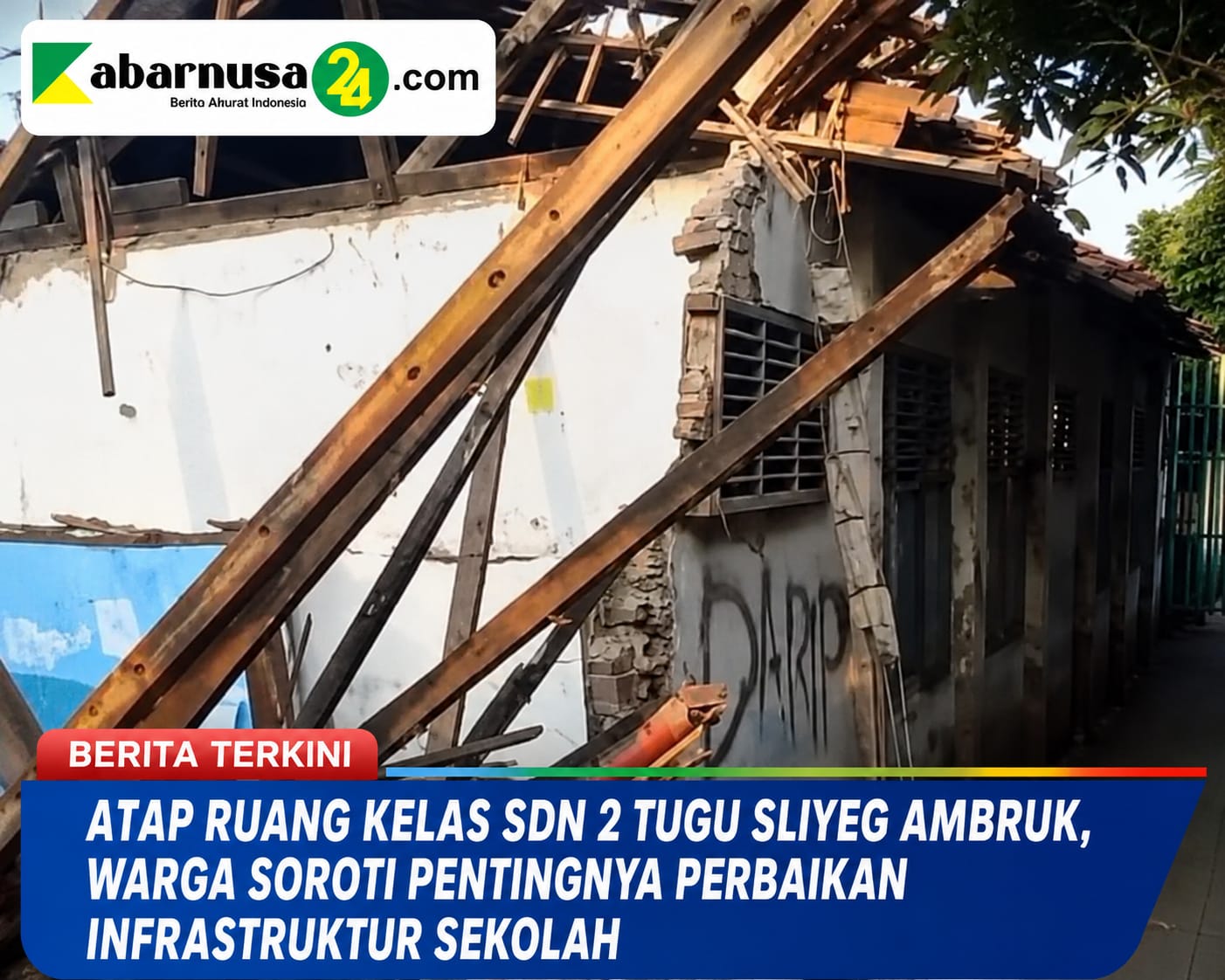 Atap Ruang Kelas SDN 2 Tugu Sliyeg Ambruk, Warga Soroti Pentingnya Perbaikan Infrastruktur Sekolah