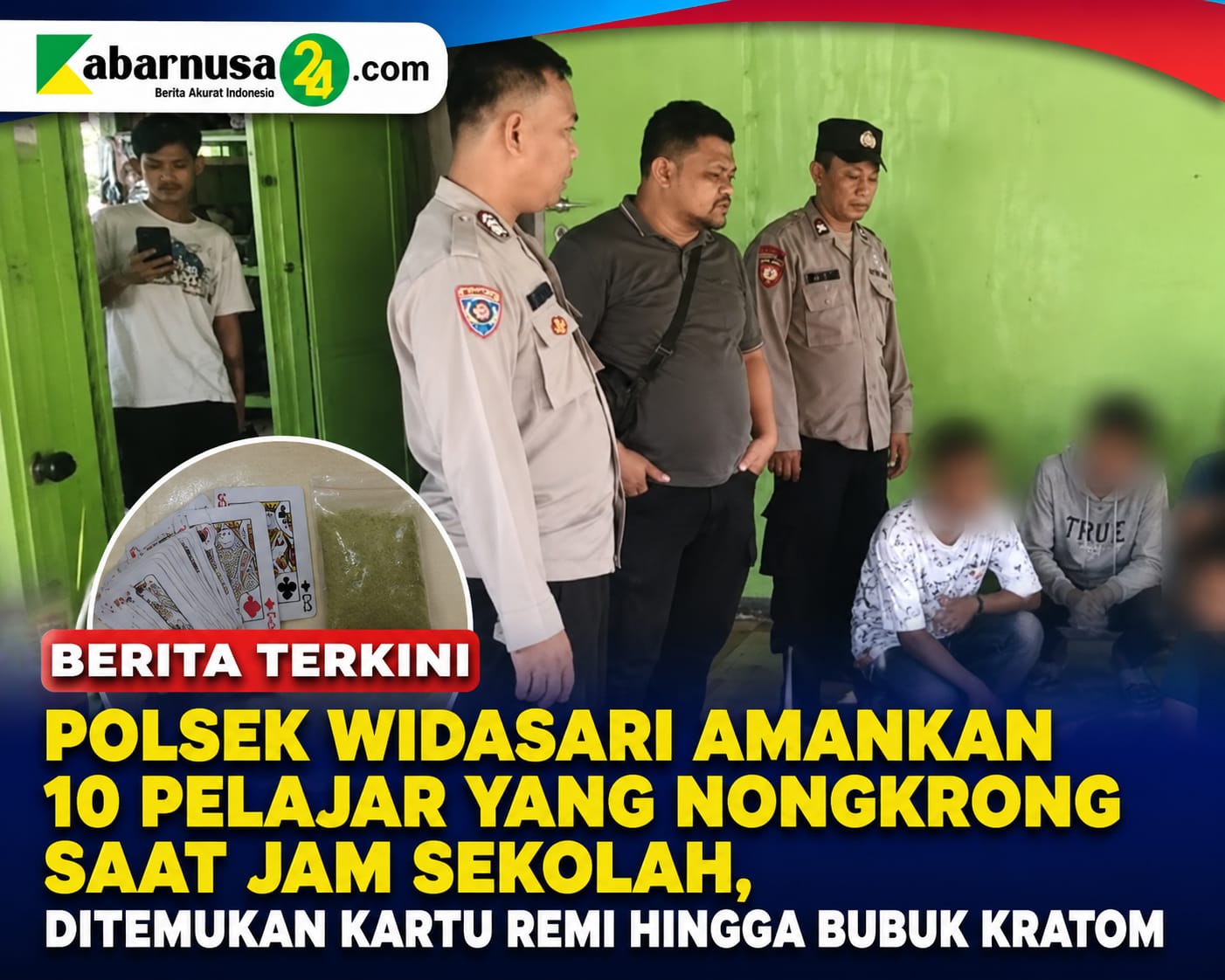 Polsek Widasari Amankan 10 Pelajar yang Nongkrong Saat Jam Sekolah, Ditemukan Kartu Remi hingga Bubuk Kratom