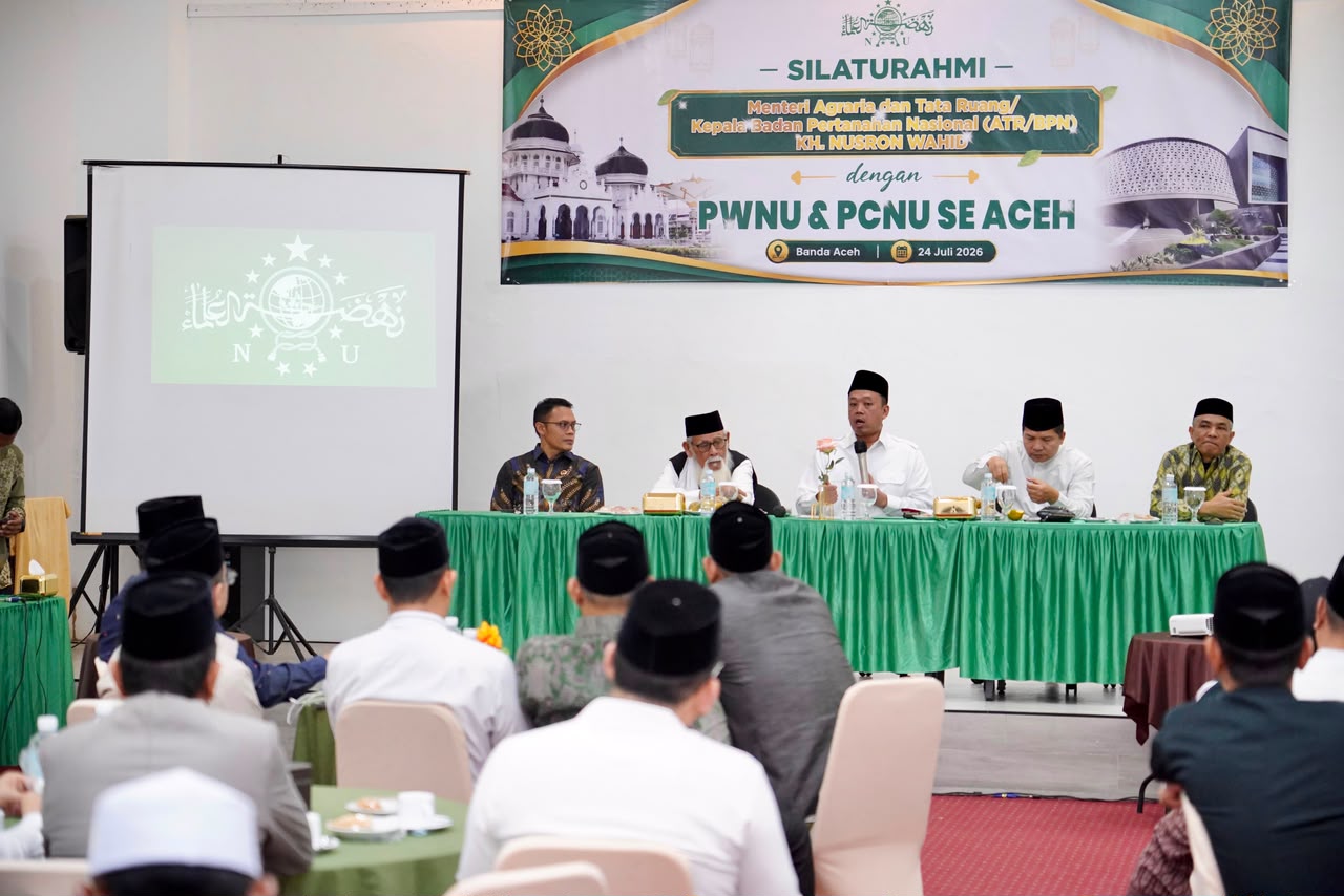 Hadir Dengan Tokoh Agama, Menteri Nusron Ajak PWNU dan PCNU Se-Aceh Percepat Sertipikasi Tanah Wakaf