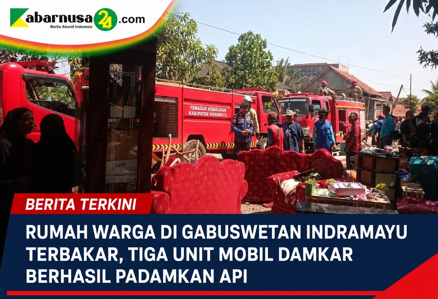 Rumah Warga di Gabuswetan Indramayu Terbakar, Tiga Unit Mobil Damkar Berhasil Padamkan Api