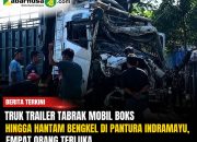 Truk Trailer Tabrak Mobil Boks hingga Hantam Bengkel di Pantura Indramayu, Empat Orang Terluka