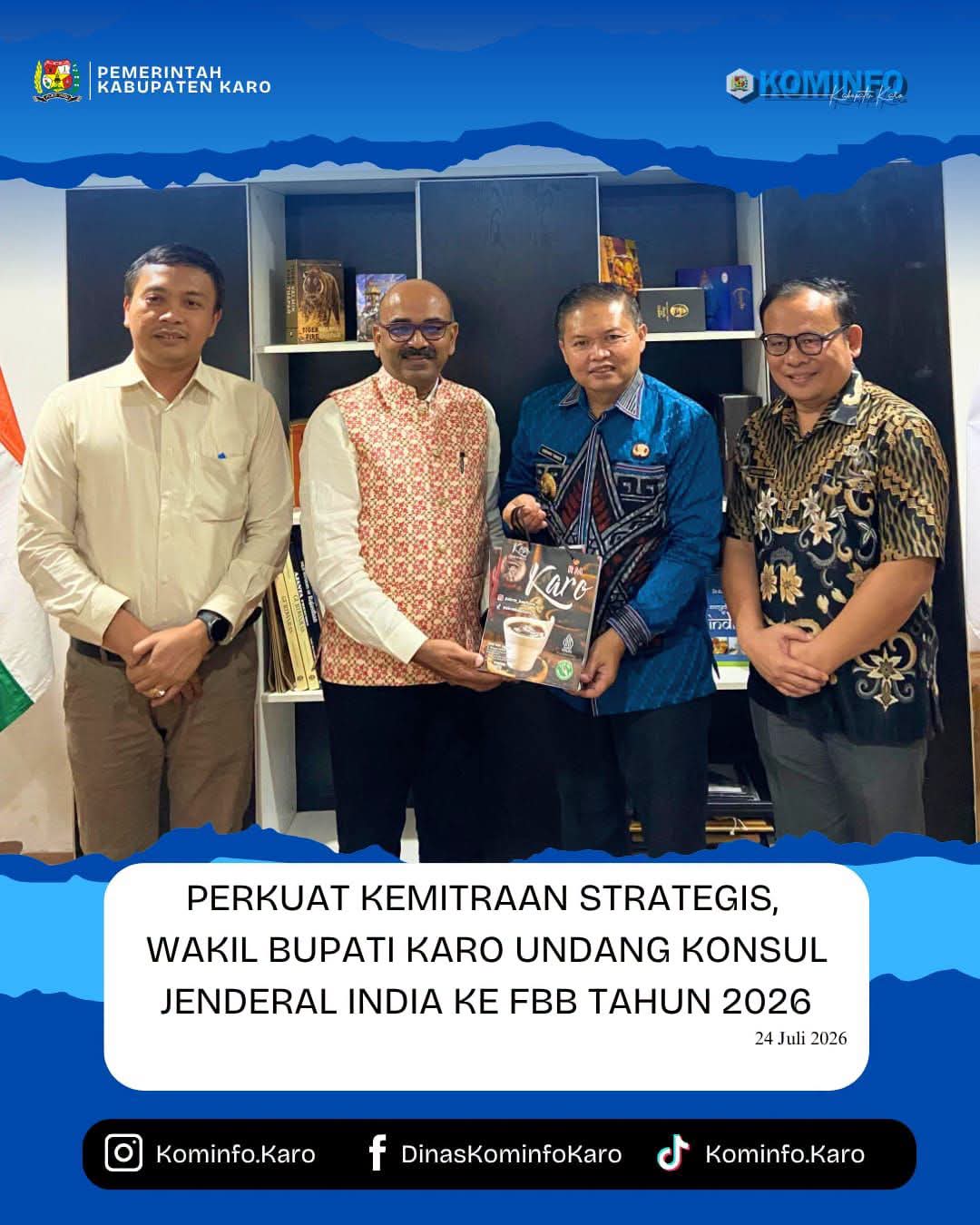 Wakil Bupati Karo Undang Konsul Jenderal India ke FBB Tahun 2026