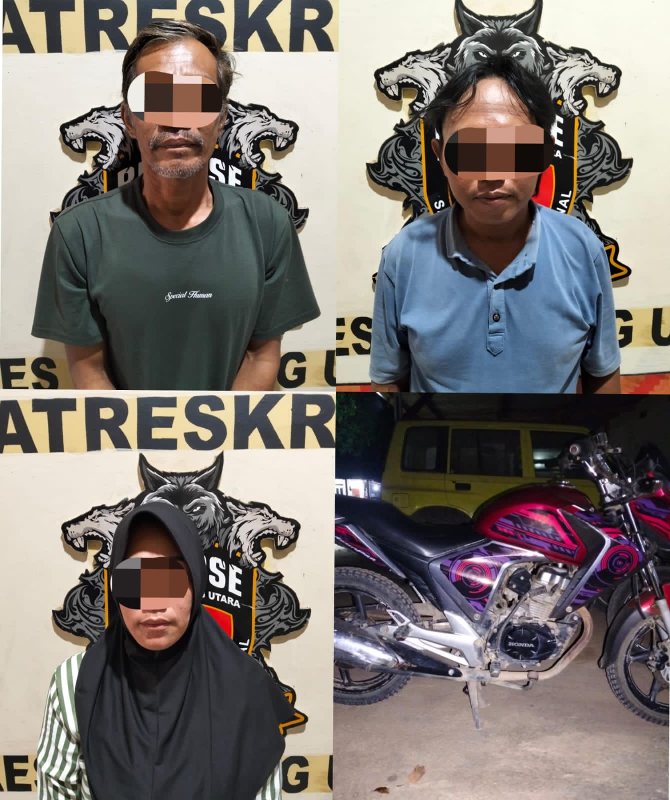 Tekab 308 Presisi Polres Lampung Utara Tangkap Tiga Penadah, Motor Korban Curat Berhasil Ditemukan