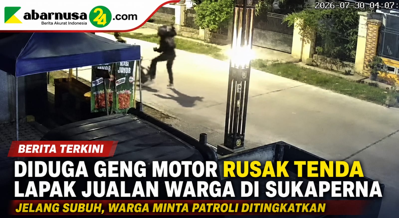 Diduga Geng Motor Rusak Tenda Lapak Jualan Warga di Sukaperna Jelang Subuh, Warga Minta Patroli Ditingkatkan