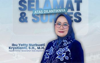 Selamat dan Sukses atas Pelantikan Ibu Yetty Nurbuati Krystianti sebagai Kepala Kantor Pertanahan Kota Mojokerto