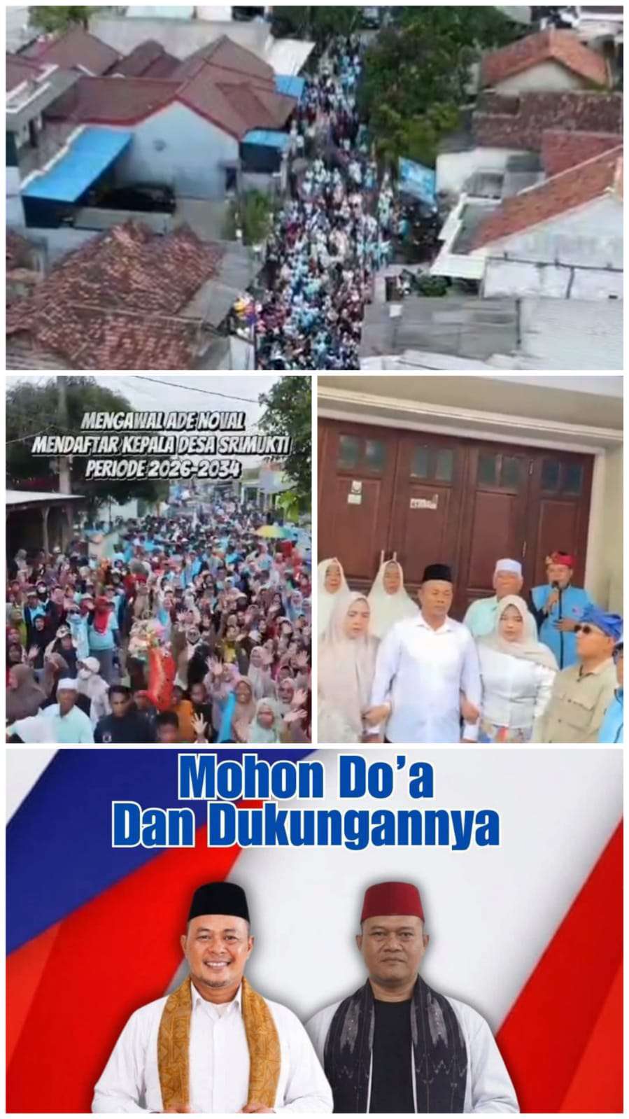 Di Iringi Ribuan Dan Lautan Manusia Pendukung. Ade Noval, Resmi Daftar Calon Kepala Desa Srimukti,