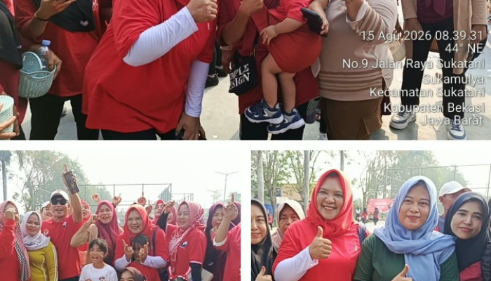 Semarak Kemerdekaan di Sukatani: Senam, Joging, dan Doorprize Ramaikan Stadion Mini, Hj. Desi Banjir Dukungan