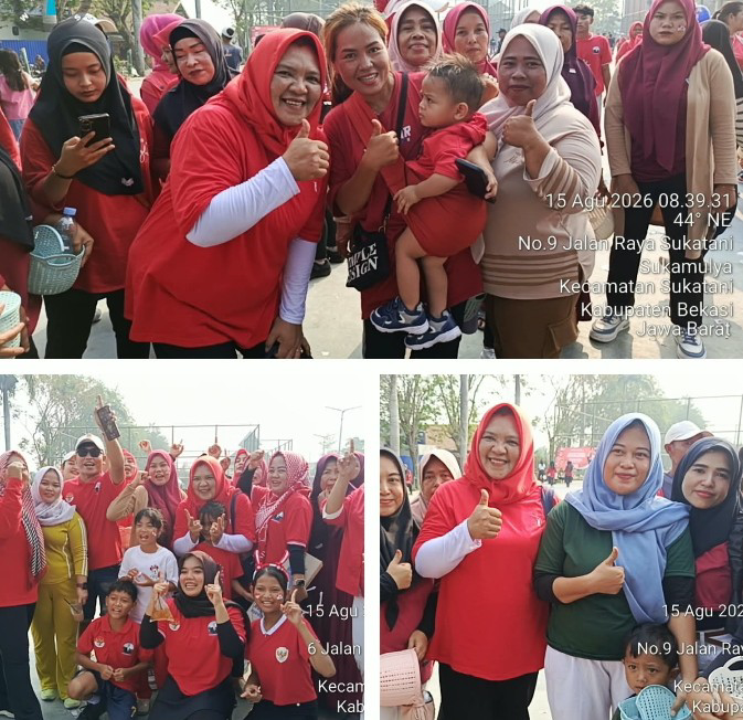 Semarak Kemerdekaan di Sukatani: Senam, Joging, dan Doorprize Ramaikan Stadion Mini, Hj. Desi Banjir Dukungan