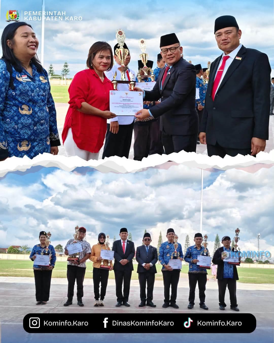Peringati HUT ke-81 RI, Pemkab Karo Serahkan Trofi, Piala, dan Piagam Kepada Para Pemenang Lomba di Stadion Samura Kabanjahe