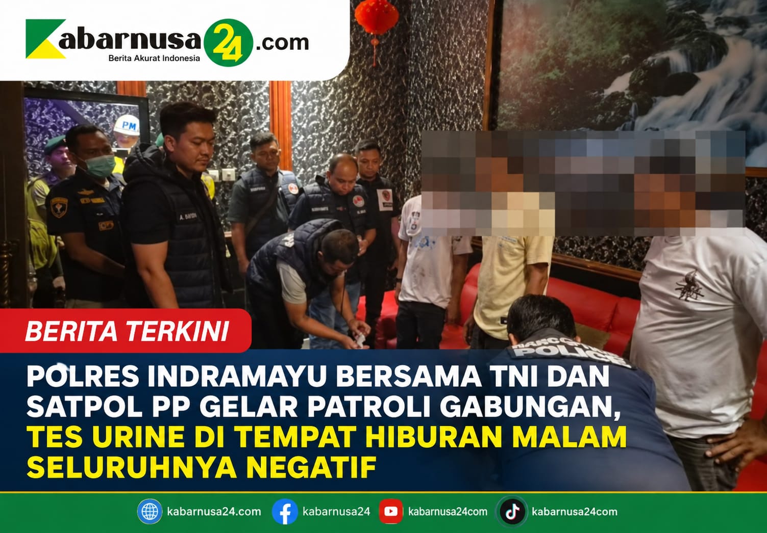 Polres Indramayu Bersama TNI dan Satpol PP Gelar Patroli Gabungan, Tes Urine di Tempat Hiburan Malam Seluruhnya Negatif