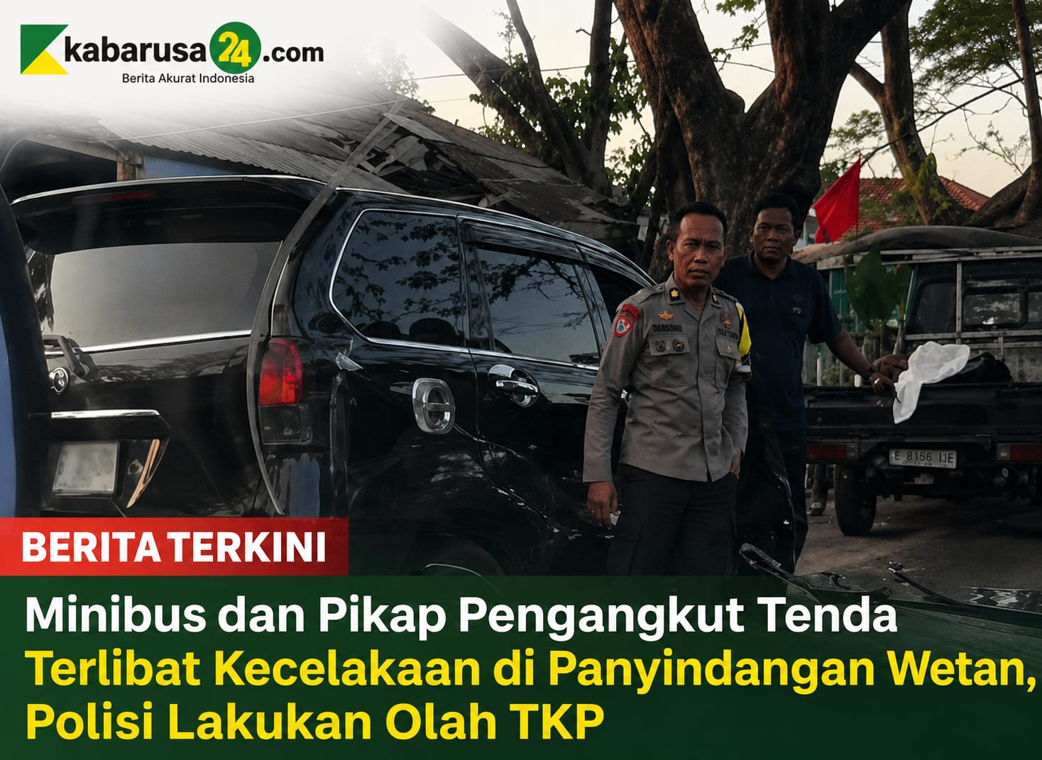Minibus dan Pikap Pengangkut Tenda Terlibat Kecelakaan di Panyindangan Wetan, Polisi Lakukan Olah TKP