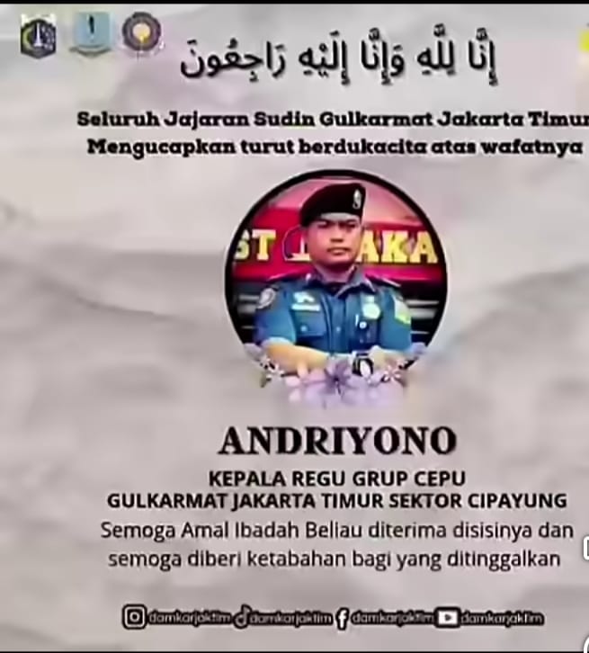 Klaim Riwayat Sakit Jantung, Petugas Damkar Gugur Dalam Tugas Tangani Kebakaran di TPS Kramat Jati