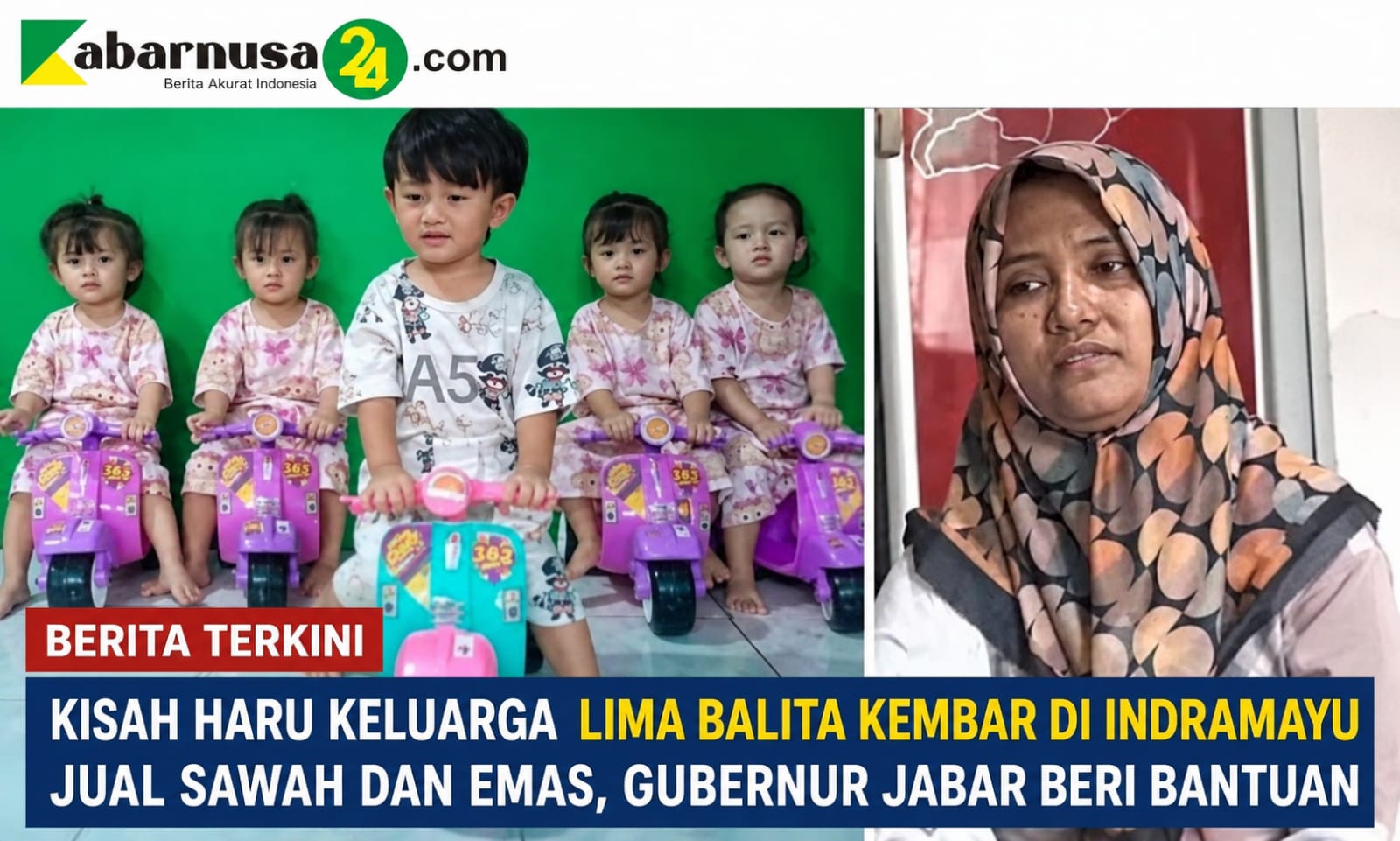Kisah Haru Keluarga Lima Balita Kembar di Indramayu Jual Sawah dan Emas, Gubernur Jabar Beri Bantuan