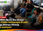 Ban Motor Bocor, Dua Remaja Asal Cirebon Kebingungan di Jalan hingga Akhirnya Ditolong Polisi Juntinyuat