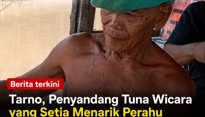 Tarno, Penyandang Tuna Wicara yang Setia Menarik Perahu Tambangan Jatisawit di Sungai Cimanuk Selama 20 Tahun