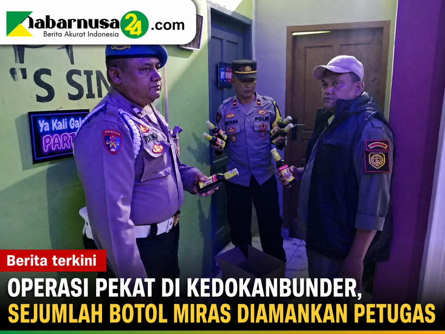 Operasi Pekat di Kedokanbunder, Sejumlah Botol Miras Diamankan Petugas