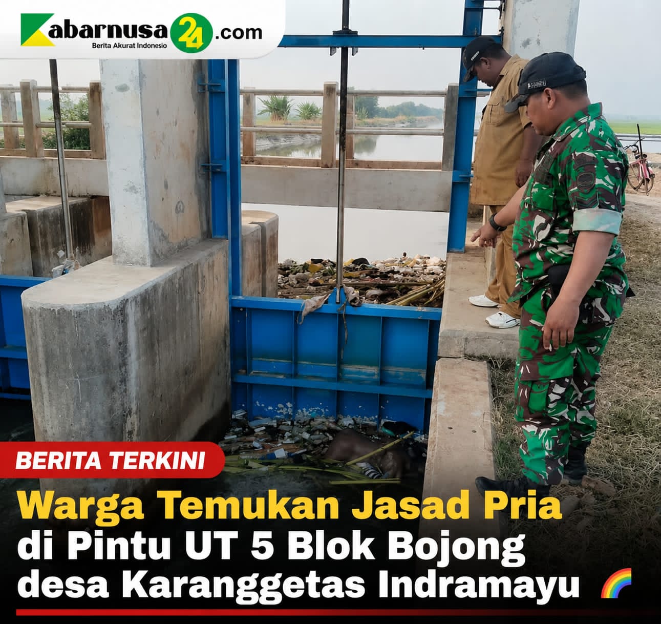 Warga Temukan Jasad Pria di Pintu UT 5 Blok Bojong desa Karanggetas Indramayu